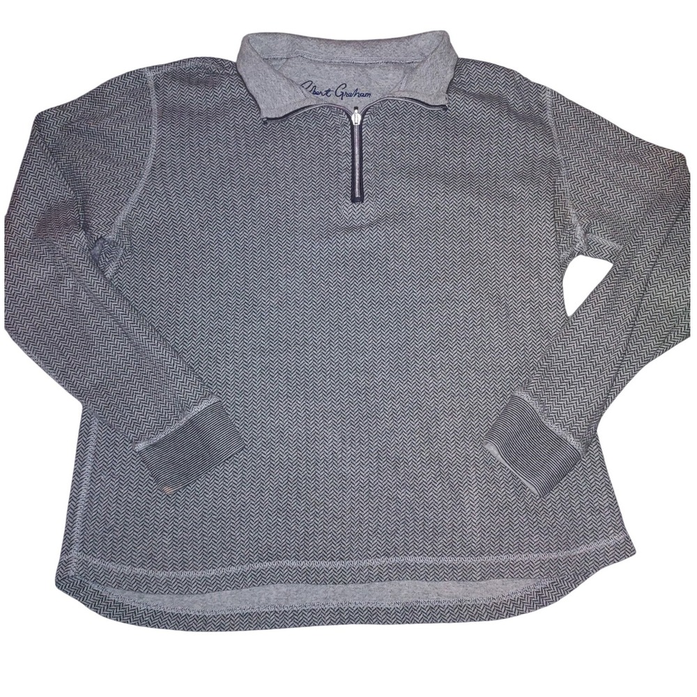 Robert Graham Sweatshirt 1/4 Zip Pullover Herringbone Long Sleeve Casual Men's L